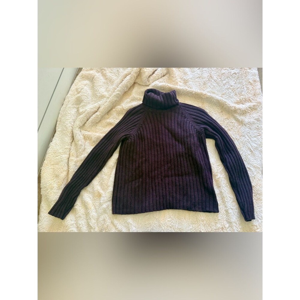 Banana Republic Ribbed 100% Merino Turtleneck Sweater - Deep Plum M EUC